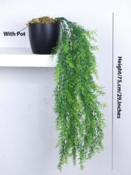 2.3Ft Artificial Plants String of Pearls Plant in Black Pots - Image 3